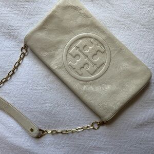 Tory Burch Cream Leather Clutch